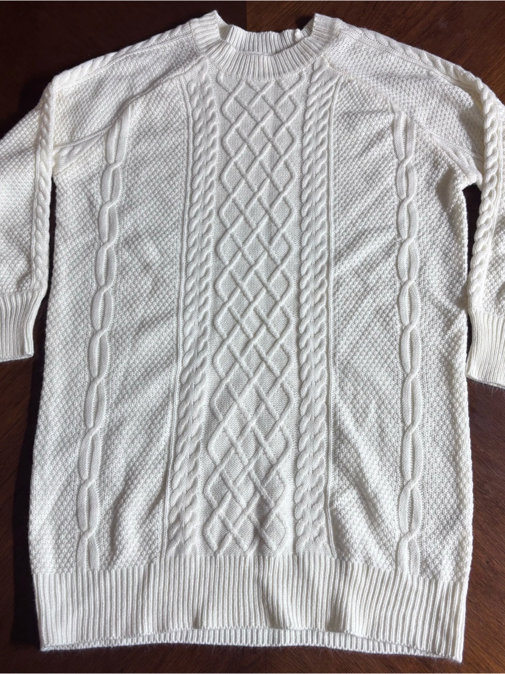 Classic White Cable Knit Women's Sweater dress